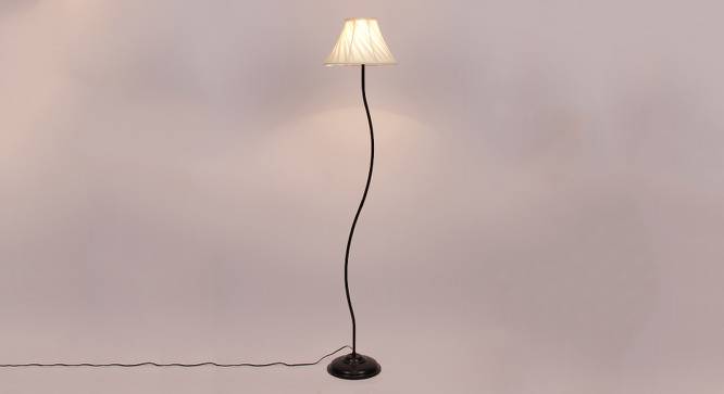 Callie Off White Fabric Floor Lamp with Black Iron Base (Black) by Urban Ladder - Design 1 Side View - 684193