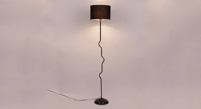 Arlo Black Fabric Floor Lamp with Black Iron Base (Black) by Urban Ladder - Design 1 Side View - 684195
