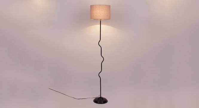 Lola Grey Fabric Floor Lamp with Black Iron Base (Black) by Urban Ladder - Design 1 Side View - 684199