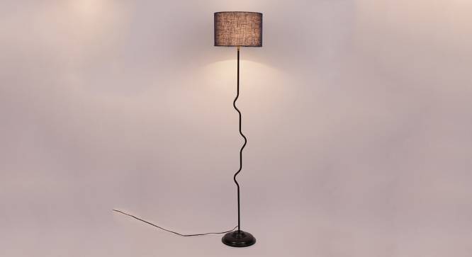 Hugo Maroon Natural Fiber Floor Lamp with Black Iron Base (Black) by Urban Ladder - Design 1 Side View - 684205