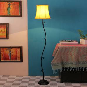 Mia Yellow Fabric Floor Lamp with Black Iron Base-image-25
