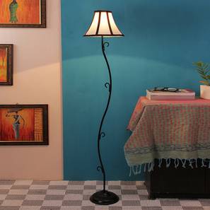 Luna Multicolour Fabric Floor Lamp with Black Iron Base-image-5