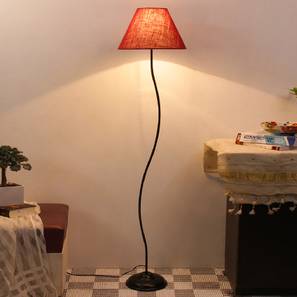 Delilah Maroon Natural Fiber Floor Lamp with Black Iron Base-image-5