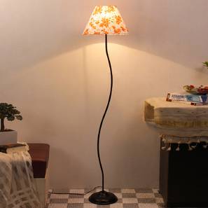 August Multicolour Fabric Floor Lamp with Black Iron Base-image-16