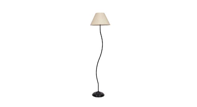 Hazel Off White Fabric Floor Lamp with Black Iron Base (Black) by Urban Ladder - Front View Design 1 - 684271