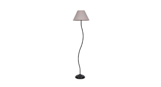 Kai Grey Fabric Floor Lamp with Black Iron Base (Black) by Urban Ladder - Front View Design 1 - 684276