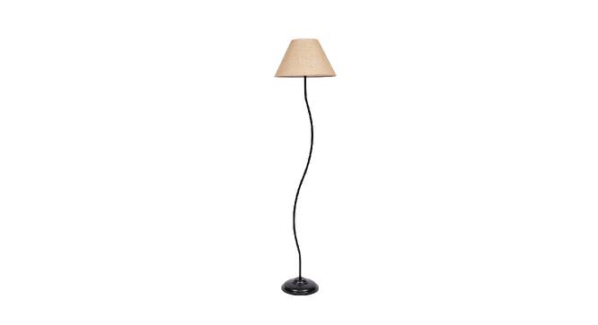 Ruby Beige Natural Fiber Floor Lamp with Black Iron Base (Black) by Urban Ladder - Front View Design 1 - 684278