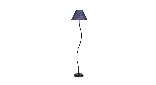 Piper Blue Natural Fiber Floor Lamp with Black Iron Base (Black) by Urban Ladder - Front View Design 1 - 684281