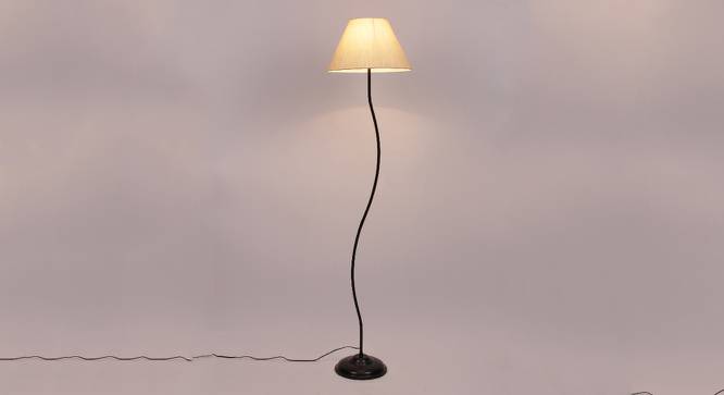 Hazel Off White Fabric Floor Lamp with Black Iron Base (Black) by Urban Ladder - Design 1 Side View - 684291