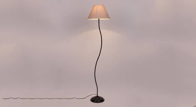 Kai Grey Fabric Floor Lamp with Black Iron Base (Black) by Urban Ladder - Design 1 Side View - 684296