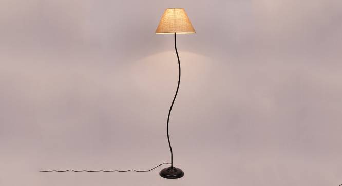 Ruby Beige Natural Fiber Floor Lamp with Black Iron Base (Black) by Urban Ladder - Design 1 Side View - 684298