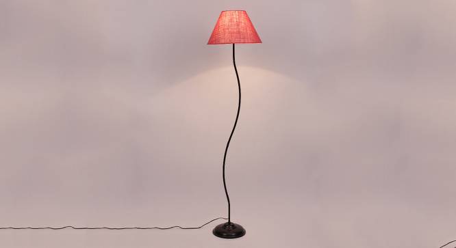Cora Pink Natural Fiber Floor Lamp with Black Iron Base (Black) by Urban Ladder - Design 1 Side View - 684300