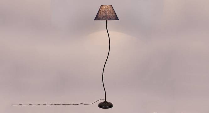 Piper Blue Natural Fiber Floor Lamp with Black Iron Base (Black) by Urban Ladder - Design 1 Side View - 684301
