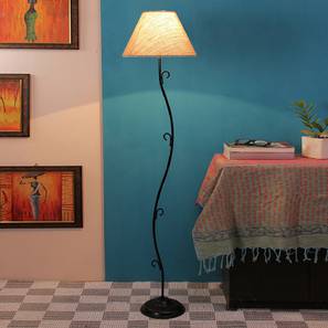 devansh Athie Beige Natural Fiber Floor Lamp with Black Iron Base-picture-10