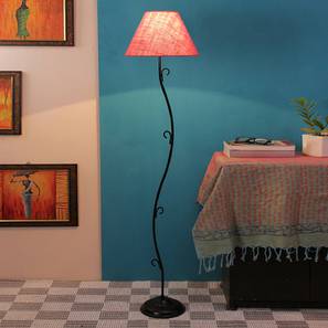 devansh Lisandro Pink Natural Fiber Floor Lamp with Black Iron Base-picture-36