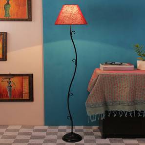 devansh Ireen Maroon Natural Fiber Floor Lamp with Black Iron Base-picture-14