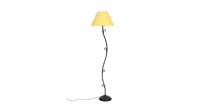 Syma Yellow Fabric Floor Lamp with Black Iron Base (Black) by Urban Ladder - Front View Design 1 - 684367