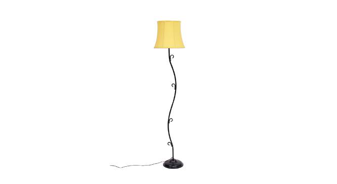 Mia Yellow Fabric Floor Lamp with Black Iron Base (Black) by Urban Ladder - Front View Design 1 - 684381