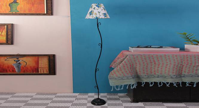 Pesina Multicolour Fabric Floor Lamp with Black Iron Base (Black) by Urban Ladder - Design 1 Side View - 684393