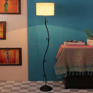 Rastus Off White Fabric Floor Lamp with Black Iron Base-image-9