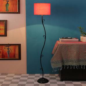 Nerine Orange Fabric Floor Lamp with Black Iron Base-image-5
