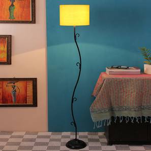 devansh Hera Yellow Fabric Floor Lamp with Black Iron Base-picture-10