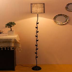 devansh Stacey Blue Natural Fiber Floor Lamp with Black Iron Base-picture-12