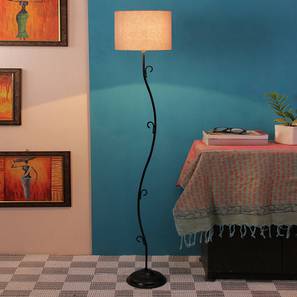 devansh Bernyce Grey Fabric Floor Lamp with Black Iron Base-picture-17