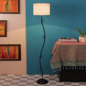 Iole Multicolour Fabric Floor Lamp with Black Iron Base-image-45