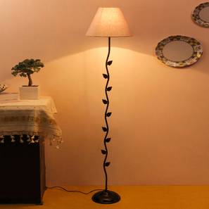 devansh Lidie Grey Fabric Floor Lamp with Black Iron Base-picture-20