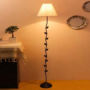 Floor Lamps In Thiruvananthapuram Design Docie White Natural Fiber Floor Lamp with Black Iron Base (Black)