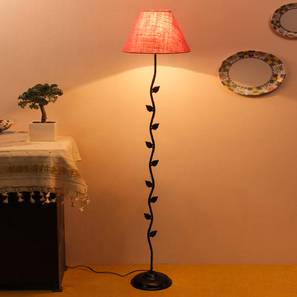 devansh Ellee Pink Natural Fiber Floor Lamp with Black Iron Base-picture-33