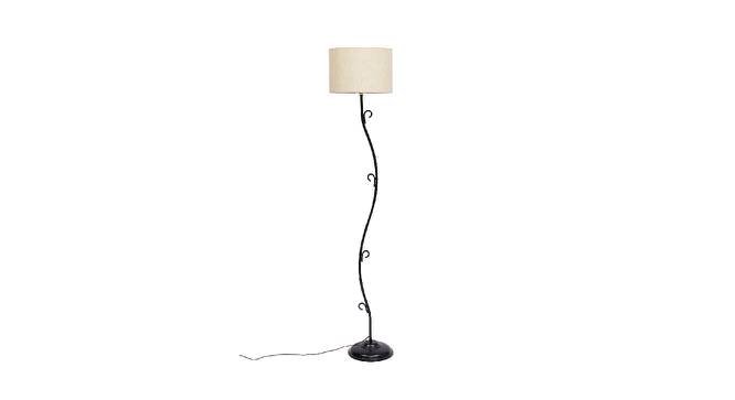 Rastus Off White Fabric Floor Lamp with Black Iron Base (Black) by Urban Ladder - Front View Design 1 - 684472