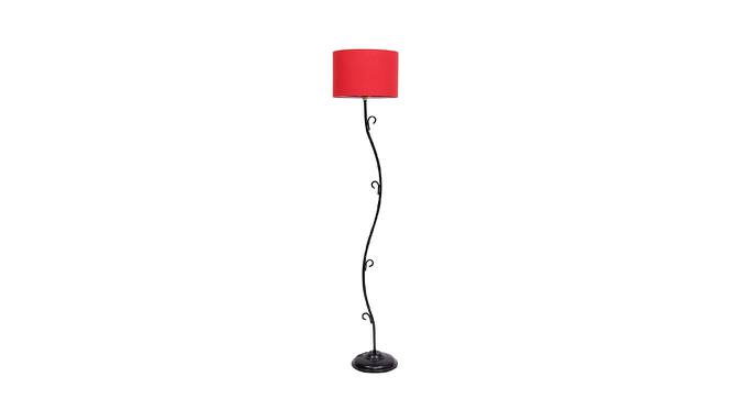 Maja Red Fabric Floor Lamp with Black Iron Base (Black) by Urban Ladder - Front View Design 1 - 684474