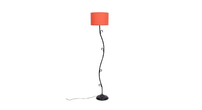 Nerine Orange Fabric Floor Lamp with Black Iron Base (Black) by Urban Ladder - Front View Design 1 - 684475