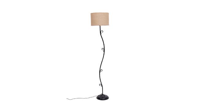 Dorothee Beige Natural Fiber Floor Lamp with Black Iron Base (Black) by Urban Ladder - Front View Design 1 - 684479