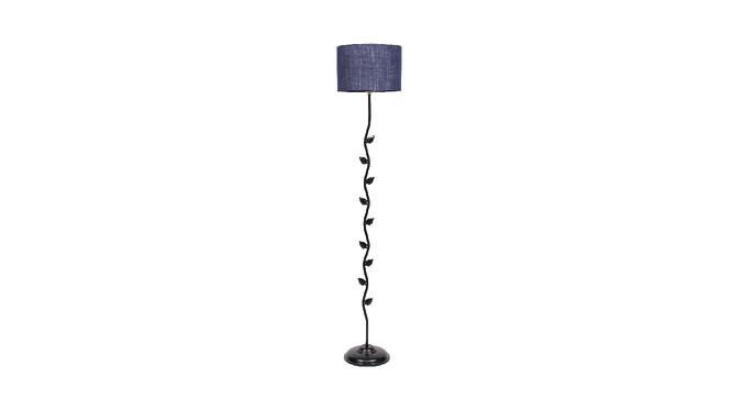 Stacey Blue Natural Fiber Floor Lamp with Black Iron Base (Black) by Urban Ladder - Front View Design 1 - 684485