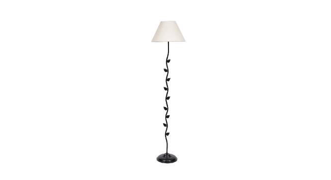 Docie White Natural Fiber Floor Lamp with Black Iron Base (Black) by Urban Ladder - Front View Design 1 - 684503