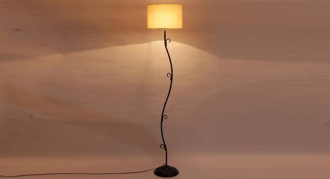 Rastus Off White Fabric Floor Lamp with Black Iron Base (Black) by Urban Ladder - Design 1 Side View - 684508