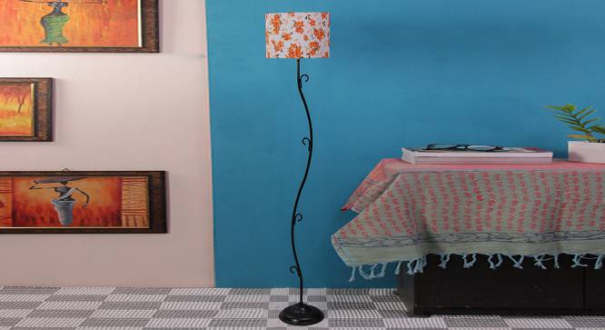 Dorys Multicolour Fabric Floor Lamp with Black Iron Base (Black) by Urban Ladder - Design 1 Side View - 684525
