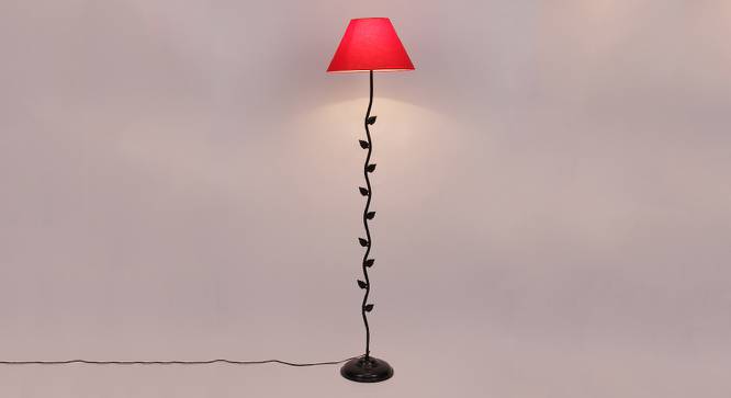 Caterina Red Fabric Floor Lamp with Black Iron Base (Black) by Urban Ladder - Design 1 Side View - 684533