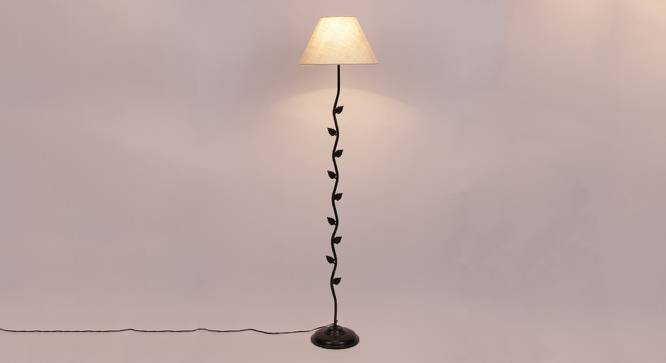 Docie White Natural Fiber Floor Lamp with Black Iron Base (Black) by Urban Ladder - Design 1 Side View - 684539