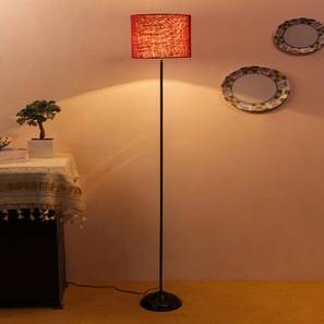 Presly Maroon Natural Fiber Floor Lamp with Black Iron Base-image-1