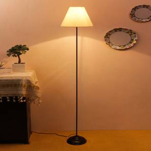Taniesha Off White Fabric Floor Lamp with Black Iron Base-image-9