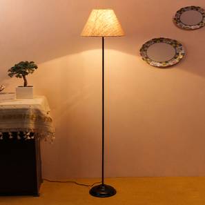 devansh Daniesha Beige Natural Fiber Floor Lamp with Black Iron Base-picture-17