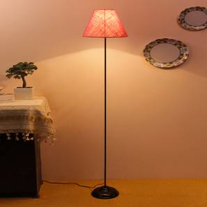devansh Makari Pink Natural Fiber Floor Lamp with Black Iron Base-picture-34