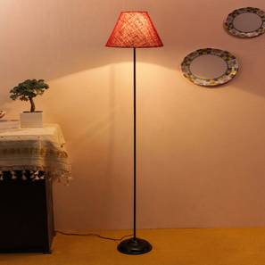 devansh Dora Maroon Natural Fiber Floor Lamp with Black Iron Base-picture-16