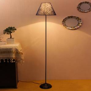 devansh Lotus Blue Natural Fiber Floor Lamp with Black Iron Base-picture-15