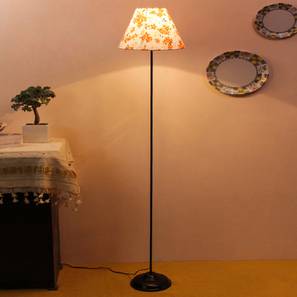 Basil Multicolour Fabric Floor Lamp with Black Iron Base-image-5
