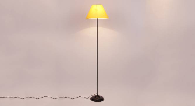 Marieke Yellow Fabric Floor Lamp with Black Iron Base (Black) by Urban Ladder - Design 1 Side View - 684669